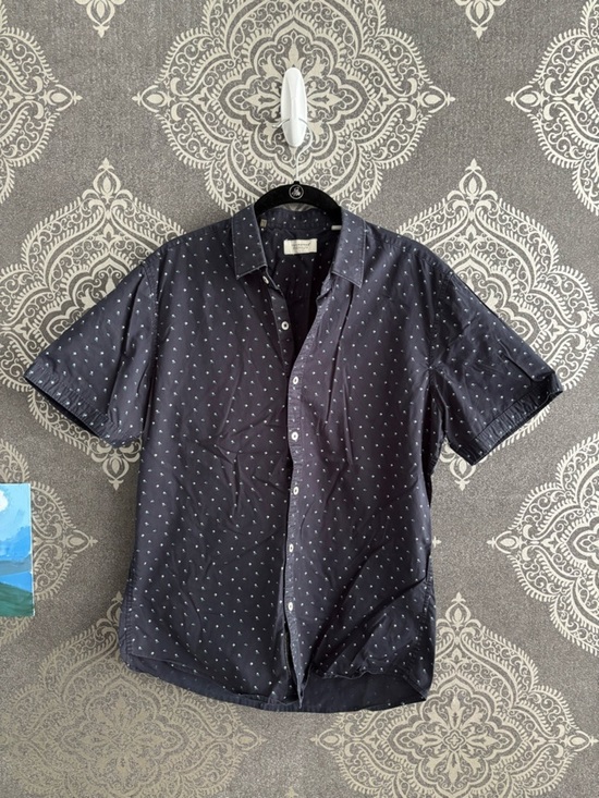 7 Diamonds Other - 7 Diamonds Men's Navy Short-Sleeve Button-Down with White Micro Print